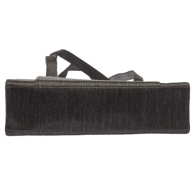 Pre Owned Salvatore Ferragamo Grey Fabric and Leather Pocket Bar Tote