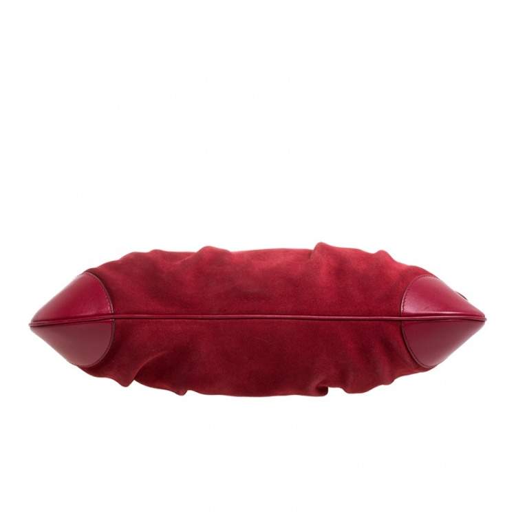 Pre Owned Salvatore Ferragamo Red Leather Gancini Pochette Bag