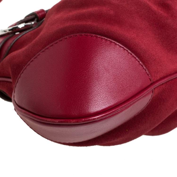 Pre Owned Salvatore Ferragamo Red Leather Gancini Pochette Bag