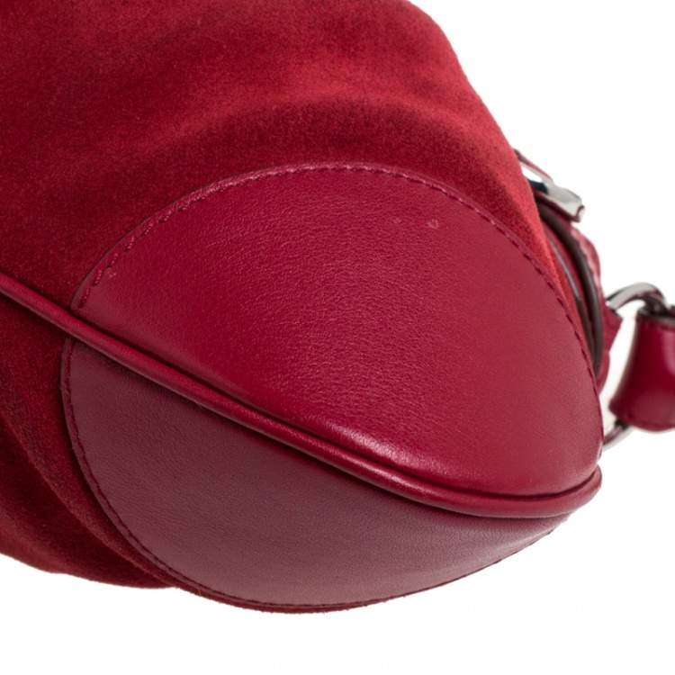 Pre Owned Salvatore Ferragamo Red Leather Gancini Pochette Bag