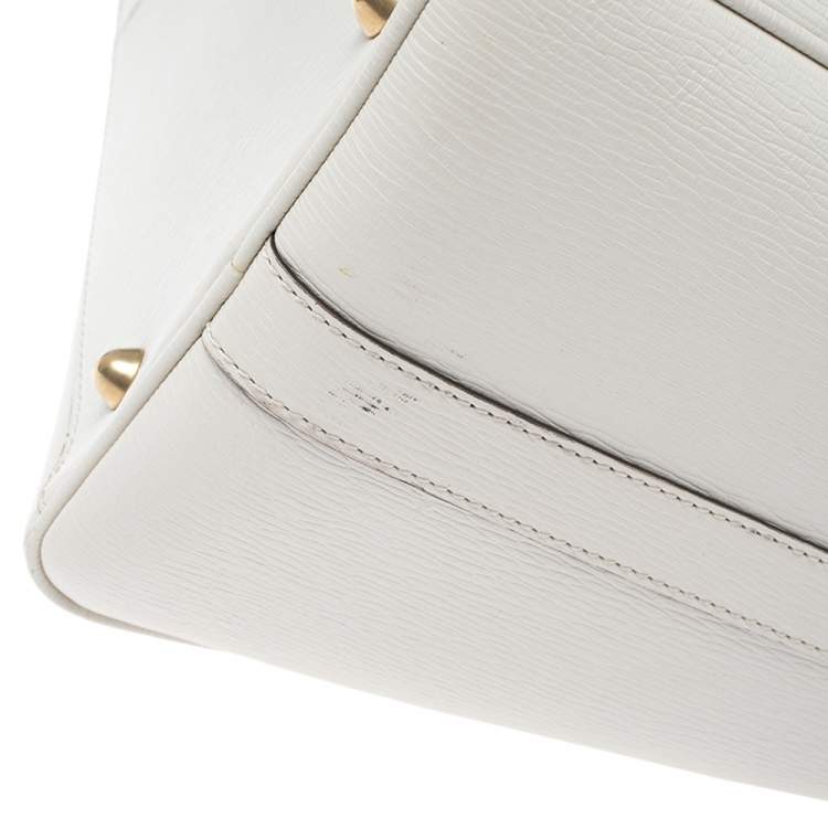 Pre Owned Salvatore Ferragamo White/Brown Leather Boston Bag