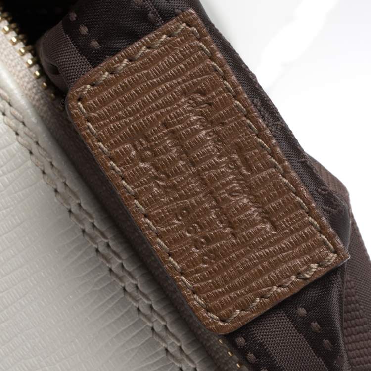 Pre Owned Salvatore Ferragamo White/Brown Leather Boston Bag
