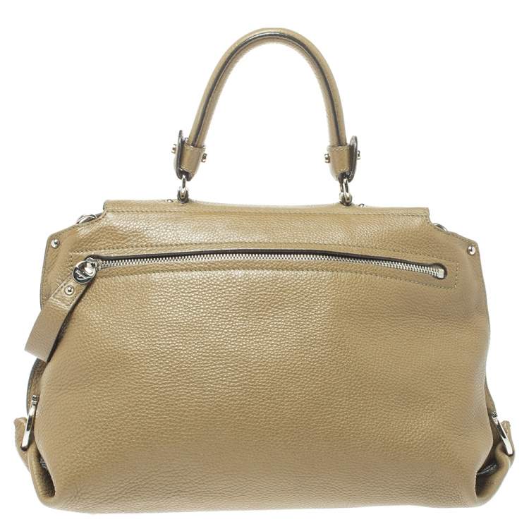 Pre Owned Salvatore Ferragamo Olive Green Leather Sofia Top Handle Bag