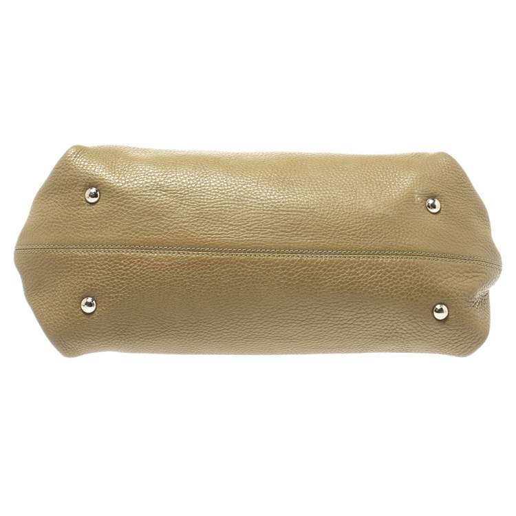 Pre Owned Salvatore Ferragamo Olive Green Leather Sofia Top Handle Bag