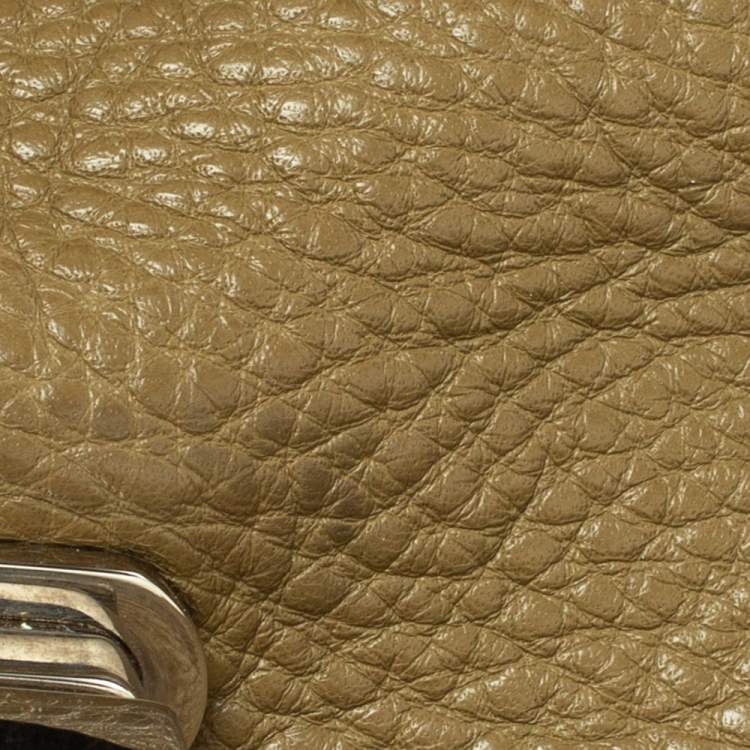 Pre Owned Salvatore Ferragamo Olive Green Leather Sofia Top Handle Bag
