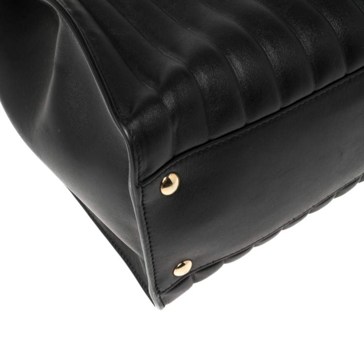 Pre Owned Salvatore Ferragamo Black Leather Batik Tote