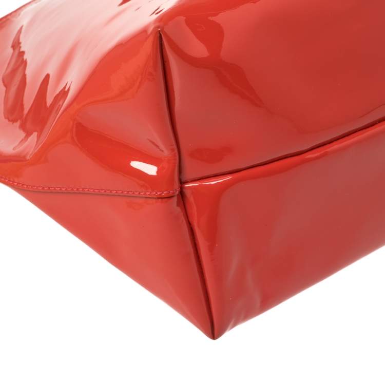 Pre Owned Salvatore Ferragamo Orange Patent Leather Bice Tote