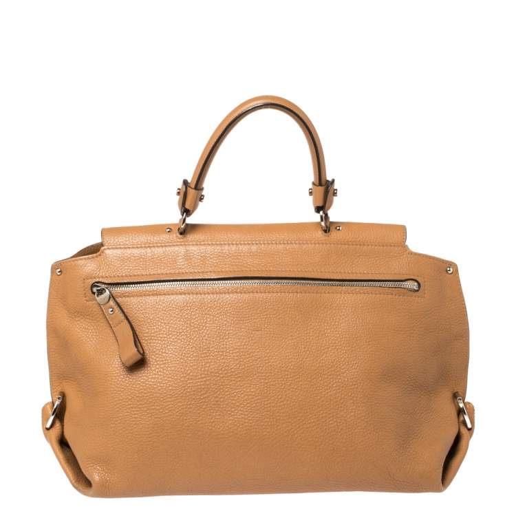 Pre Owned Salvatore Ferragamo Tan Leather Sofia Top Handle Bag