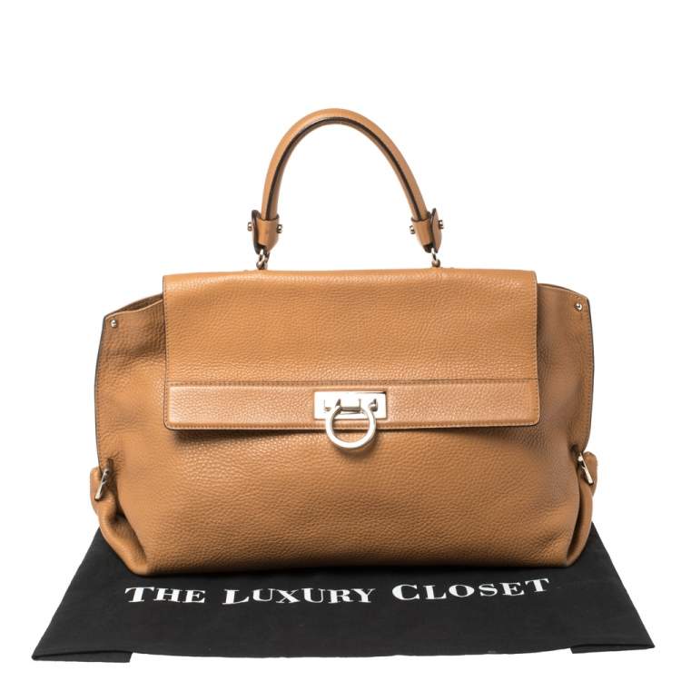 Pre Owned Salvatore Ferragamo Tan Leather Sofia Top Handle Bag