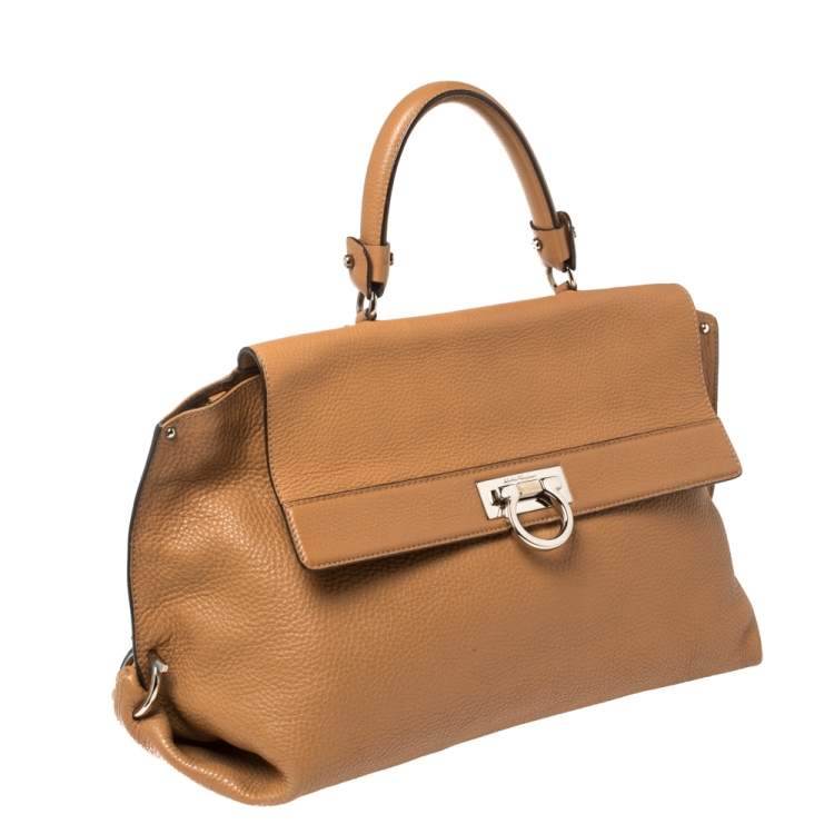 Pre Owned Salvatore Ferragamo Tan Leather Sofia Top Handle Bag