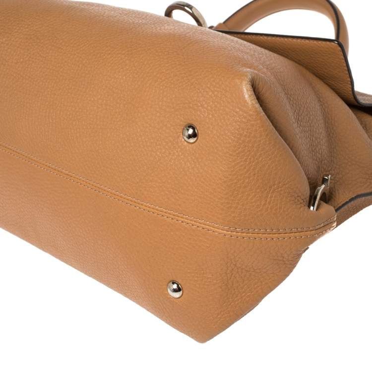 Pre Owned Salvatore Ferragamo Tan Leather Sofia Top Handle Bag