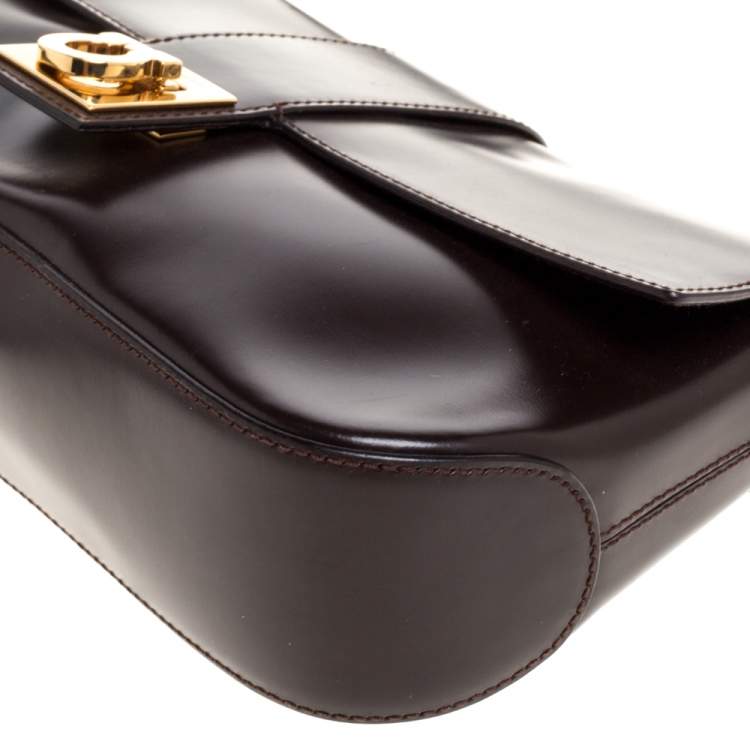 Pre Owned Salvatore Ferragamo Brown Patent Leather Shoulder Bag
