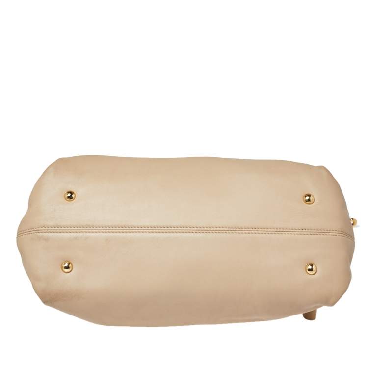 Pre Owned Salvatore Ferragamo Beige Leather Medium Sofia Top Handle Bag