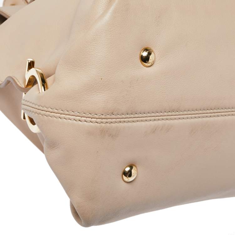 Pre Owned Salvatore Ferragamo Beige Leather Medium Sofia Top Handle Bag