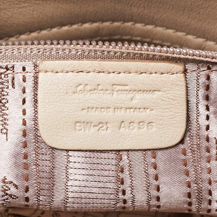 Pre Owned Salvatore Ferragamo Beige Leather Medium Sofia Top Handle Bag