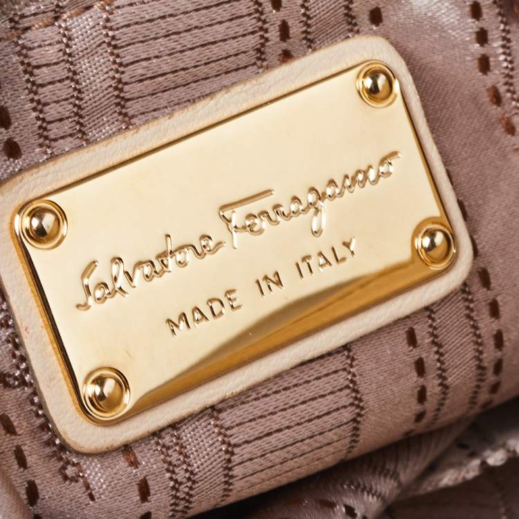Pre Owned Salvatore Ferragamo Beige Leather Medium Sofia Top Handle Bag
