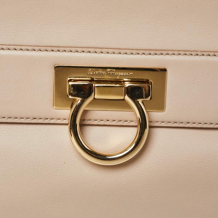 Pre Owned Salvatore Ferragamo Beige Leather Medium Sofia Top Handle Bag