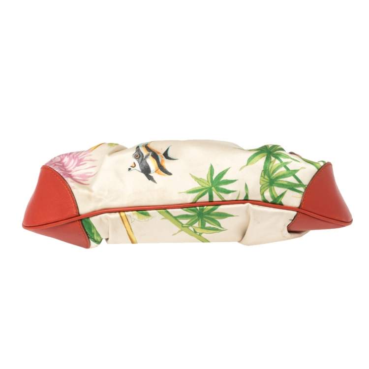مملوكة مسبقًا Salvatore Ferragamo Multicolor Printed Satin and Leather Mini Marisa Satchel