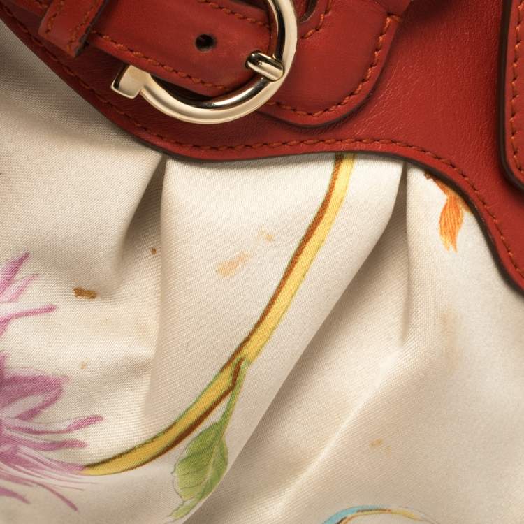 مملوكة مسبقًا Salvatore Ferragamo Multicolor Printed Satin and Leather Mini Marisa Satchel