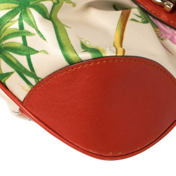 مملوكة مسبقًا Salvatore Ferragamo Multicolor Printed Satin and Leather Mini Marisa Satchel