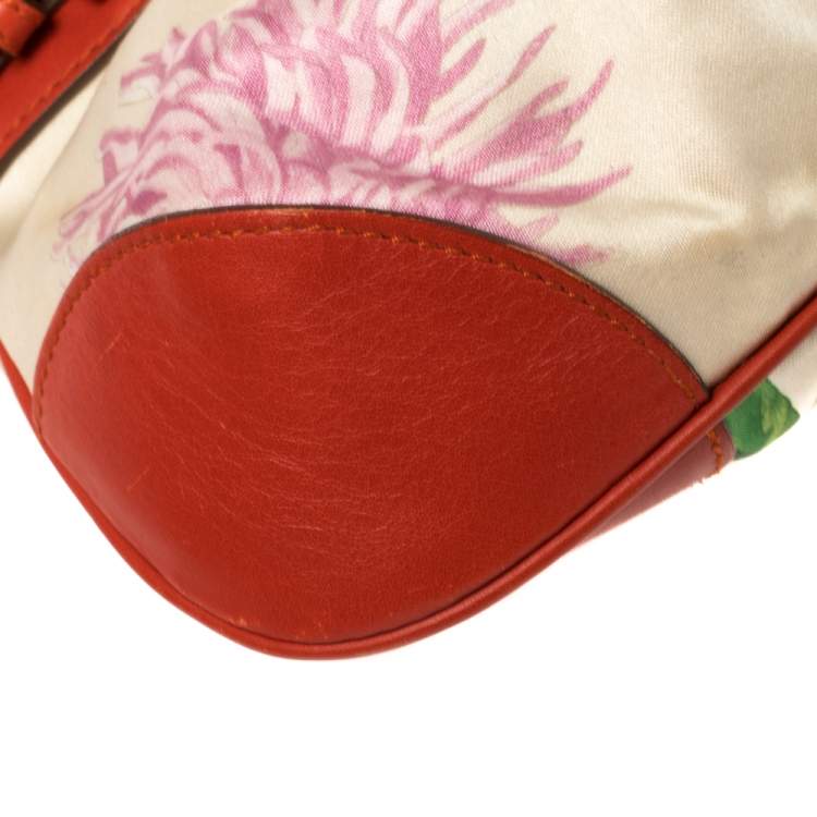مملوكة مسبقًا Salvatore Ferragamo Multicolor Printed Satin and Leather Mini Marisa Satchel