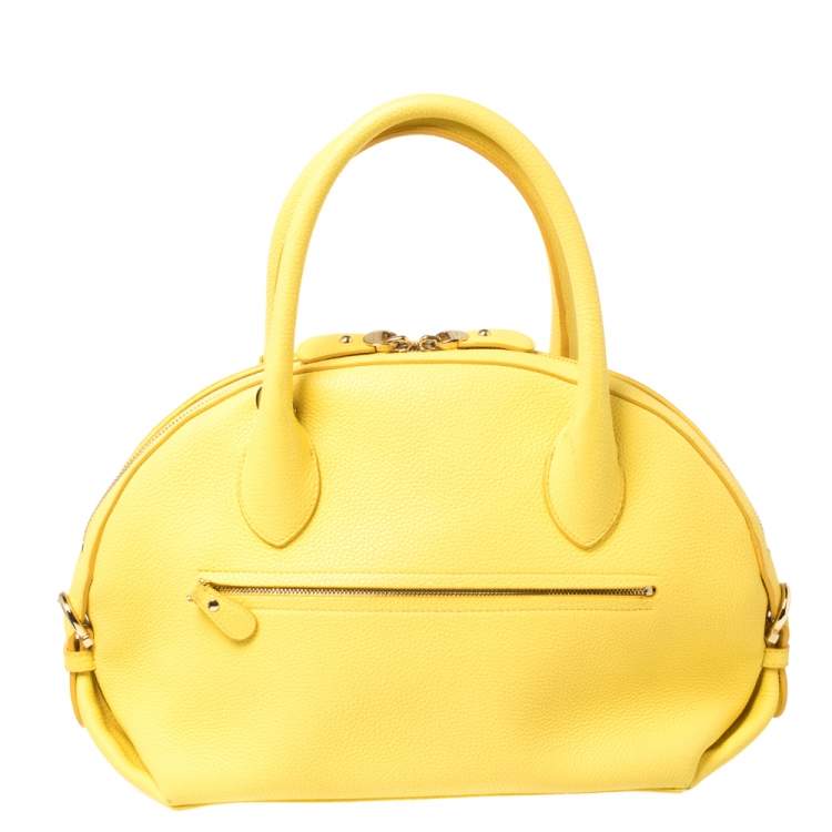Pre Owned Salvatore Ferragamo Yellow Leather Medium Fiamma Satchel