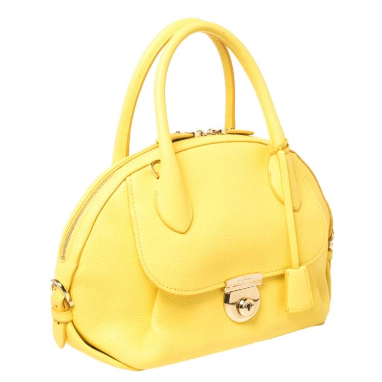 Pre Owned Salvatore Ferragamo Yellow Leather Medium Fiamma Satchel