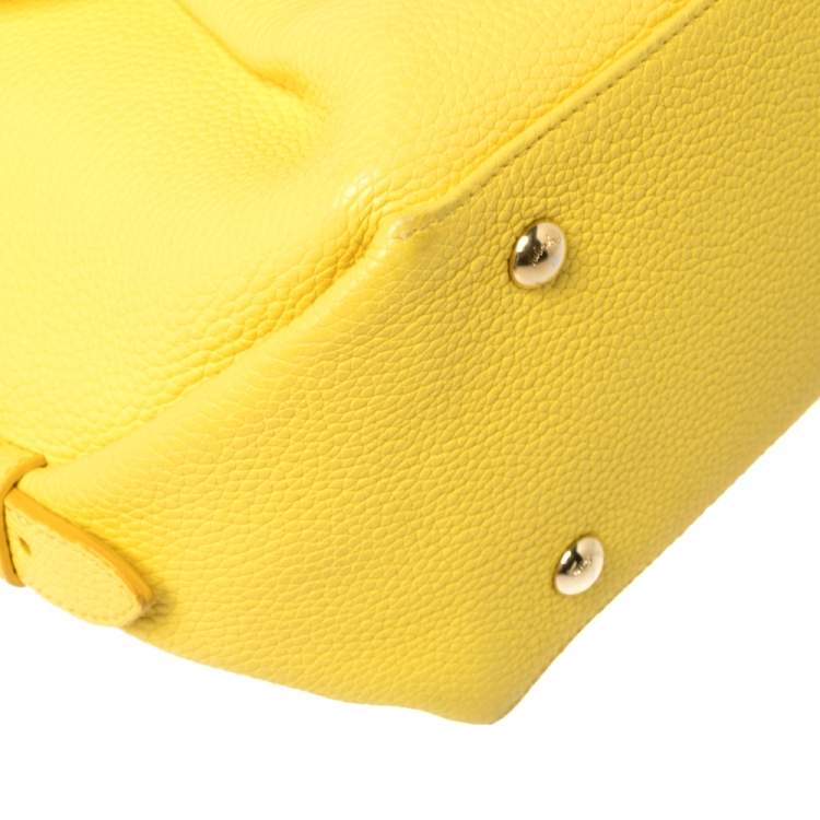 Pre Owned Salvatore Ferragamo Yellow Leather Medium Fiamma Satchel