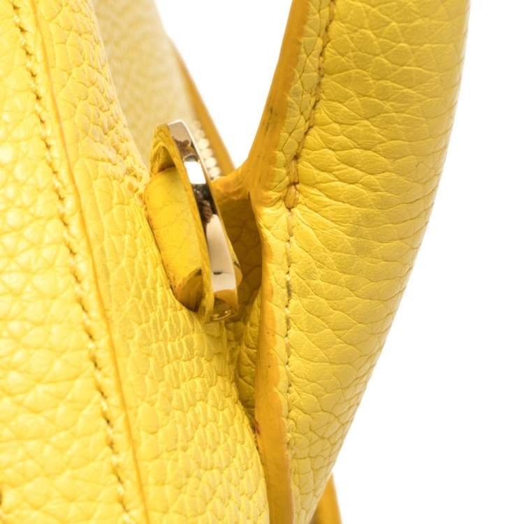 Pre Owned Salvatore Ferragamo Yellow Leather Medium Fiamma Satchel