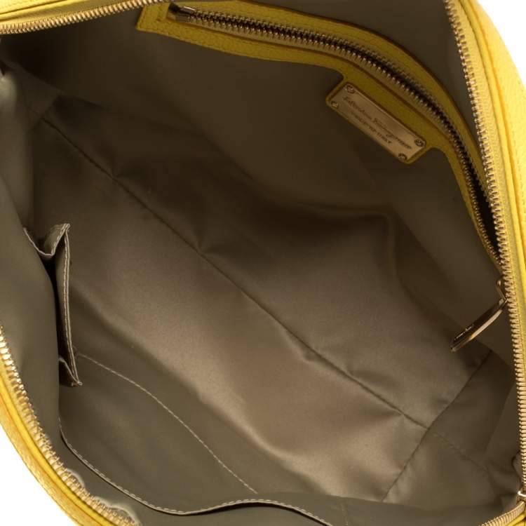 Pre Owned Salvatore Ferragamo Yellow Leather Medium Fiamma Satchel