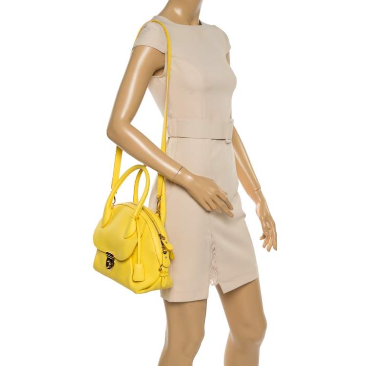 Pre Owned Salvatore Ferragamo Yellow Leather Medium Fiamma Satchel