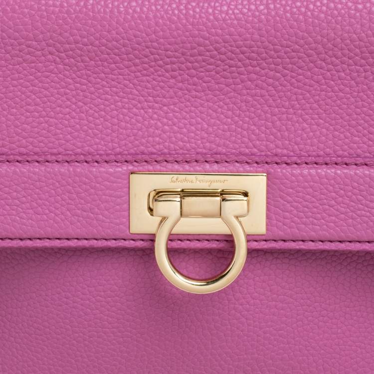 Pre Owned Salvatore Ferragamo Pink Leather Small Sofia Top Handle Bag