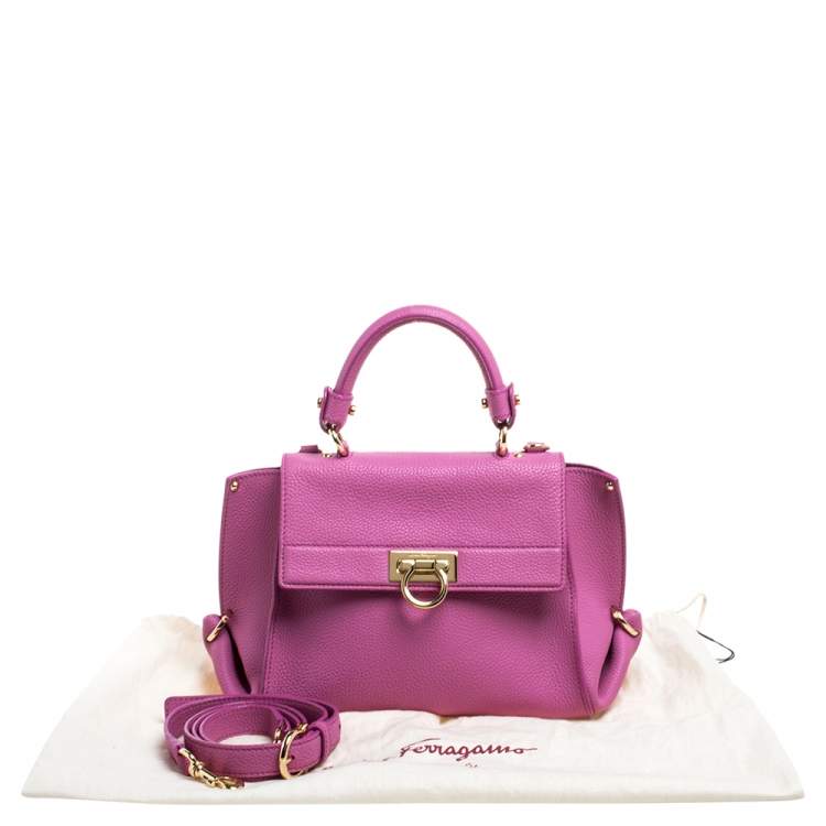 Pre Owned Salvatore Ferragamo Pink Leather Small Sofia Top Handle Bag