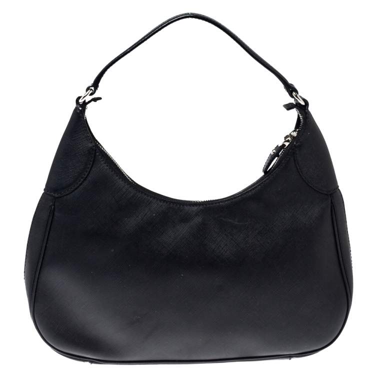 Pre Owned Salvatore Ferragamo Black Leather Gancini Romana Hobo 