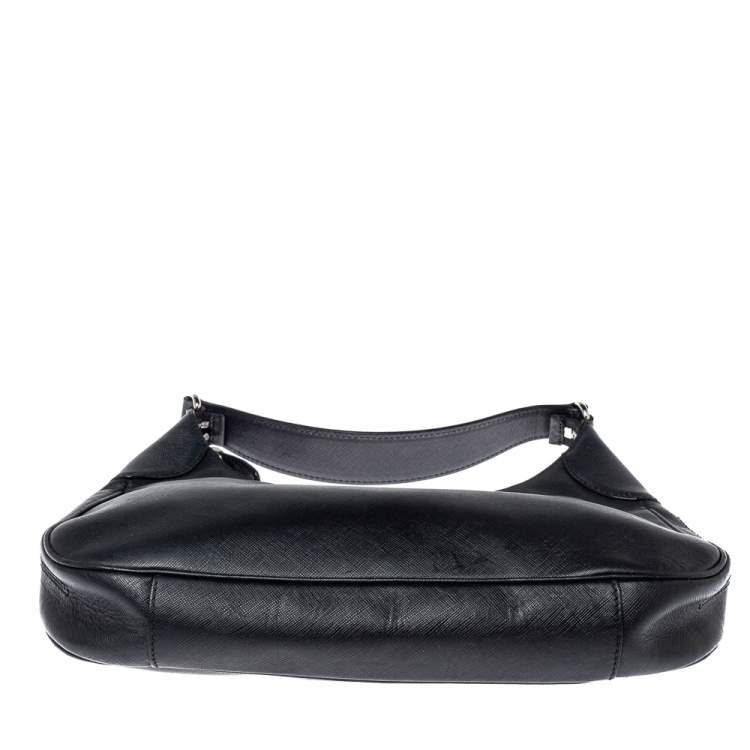 Pre Owned Salvatore Ferragamo Black Leather Gancini Romana Hobo 