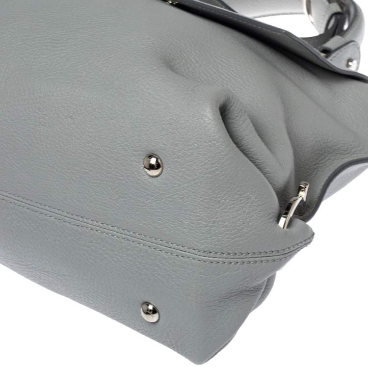 Pre Owned Salvatore Ferragamo Grey Leather Sofia Top Handle Bag
