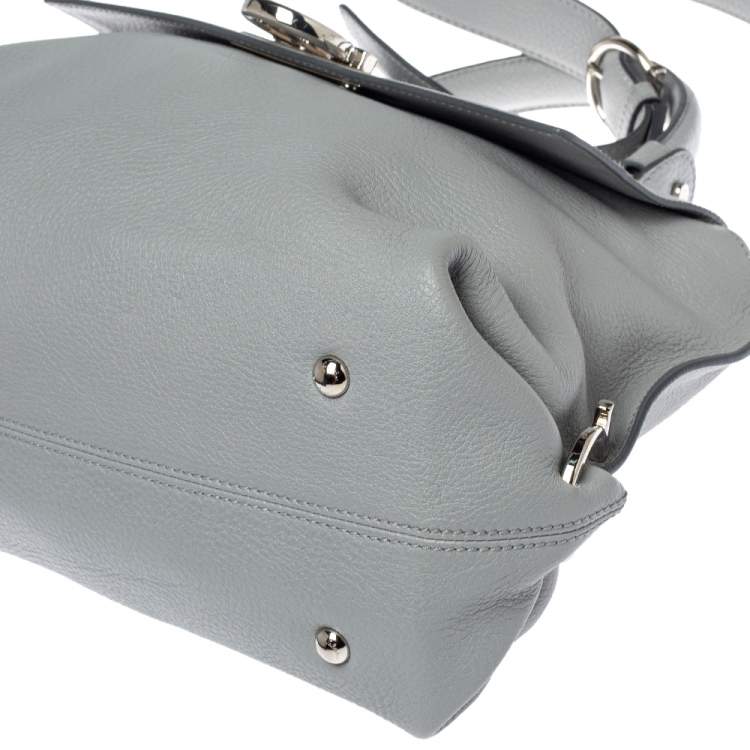 Pre Owned Salvatore Ferragamo Grey Leather Sofia Top Handle Bag