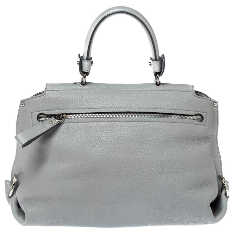 Pre Owned Salvatore Ferragamo Grey Leather Sofia Top Handle Bag