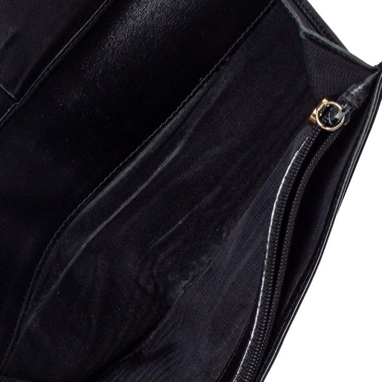 Pre Owned Salvatore Ferragamo Black Leather Bow Wallet
