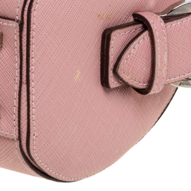 Pre Owned Salvatore Ferragamo Pink Leather Gancini Baguette