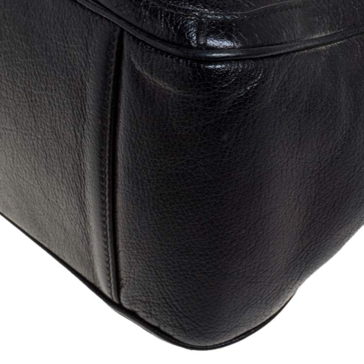 Pre Owned Salvatore Ferragamo Black Leather Fanya Chain Tote