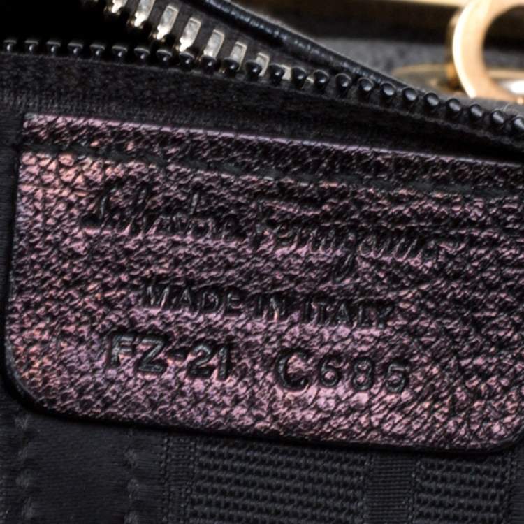 Pre Owned Salvatore Ferragamo Black Leather Fanya Chain Tote