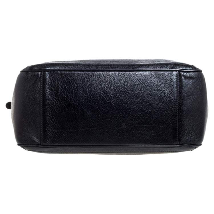 Pre Owned Salvatore Ferragamo Black Leather Fanya Chain Tote