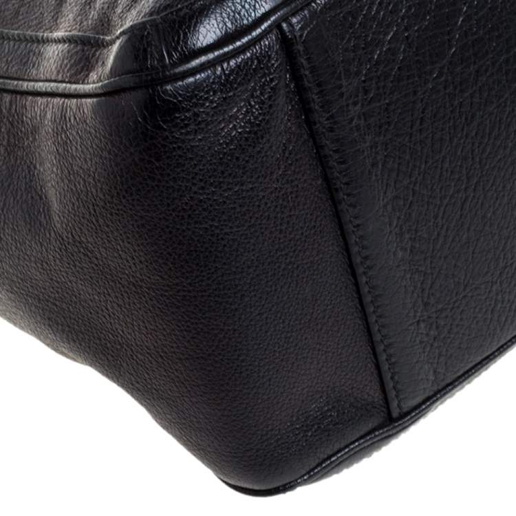 Pre Owned Salvatore Ferragamo Black Leather Fanya Chain Tote