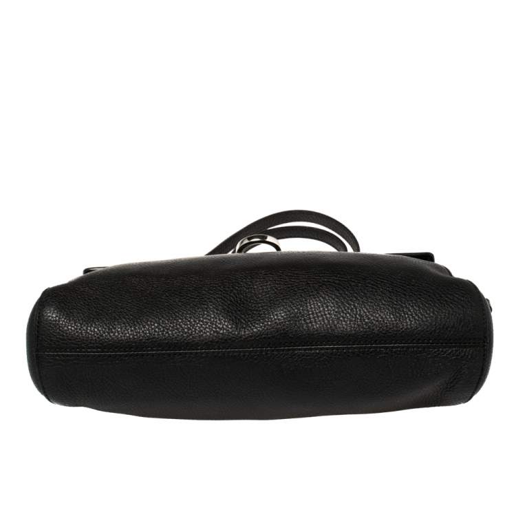 Pre Owned Salvatore Ferragamo Black Leather Signature Lock Shoulder Bag
