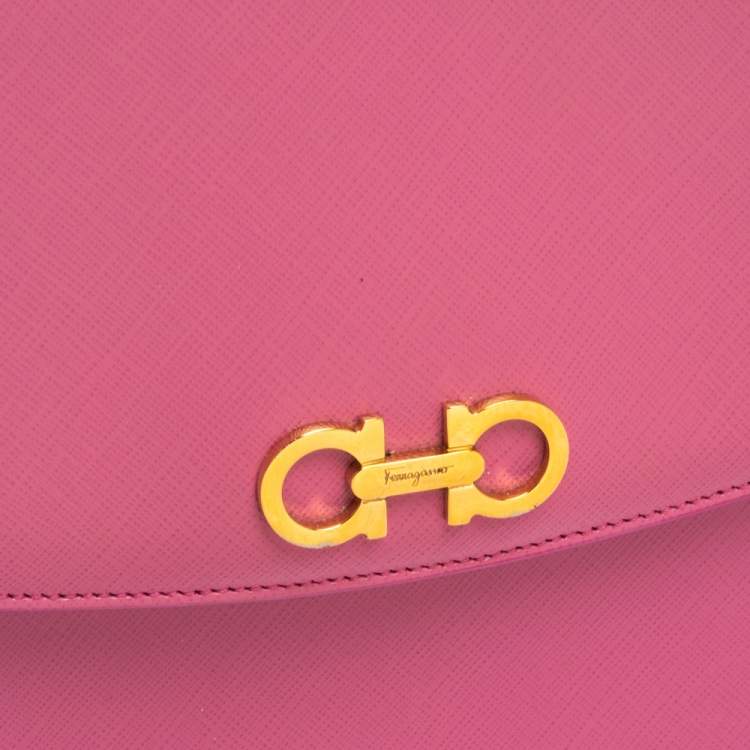 Pre Owned Salvatore Ferragamo Pink Leather Sandrine Shoulder Bag