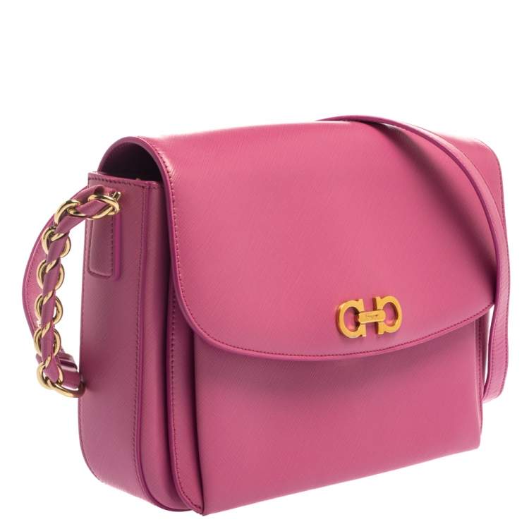 Pre Owned Salvatore Ferragamo Pink Leather Sandrine Shoulder Bag