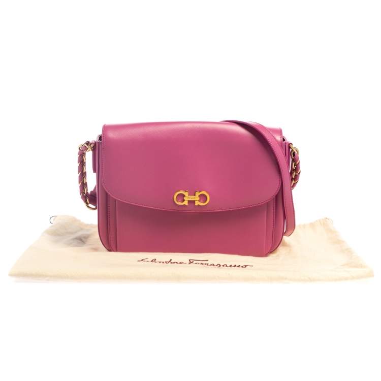 Pre Owned Salvatore Ferragamo Pink Leather Sandrine Shoulder Bag