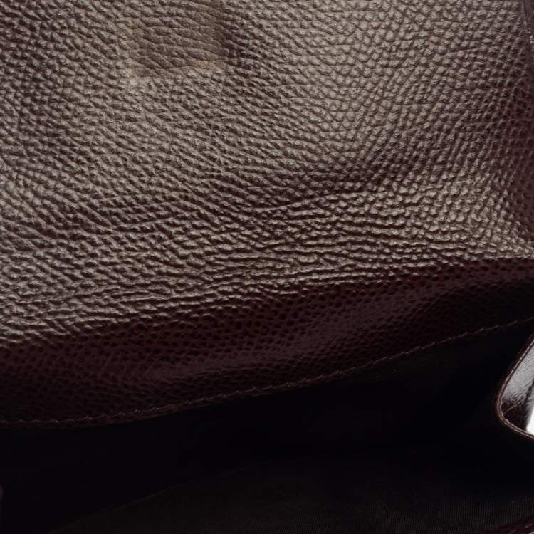 Pre Owned Salvatore Ferragamo Burgundy Grained Leather Gancini Clip Compact Wallet