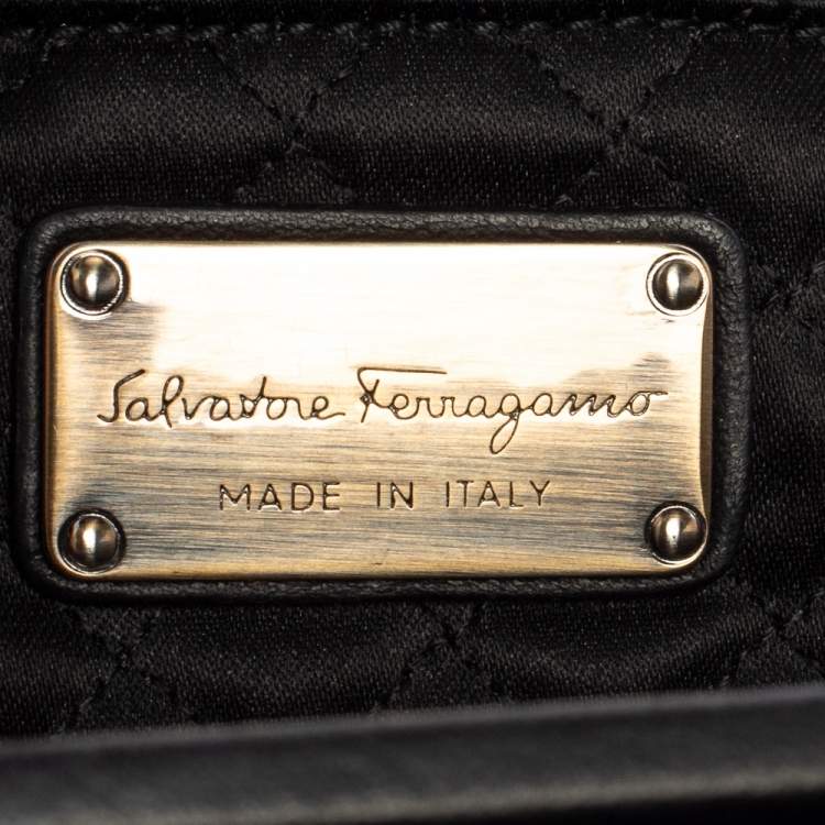 Pre Owned Salvatore Ferragamo Black Velvet Musa Gancini Clutch